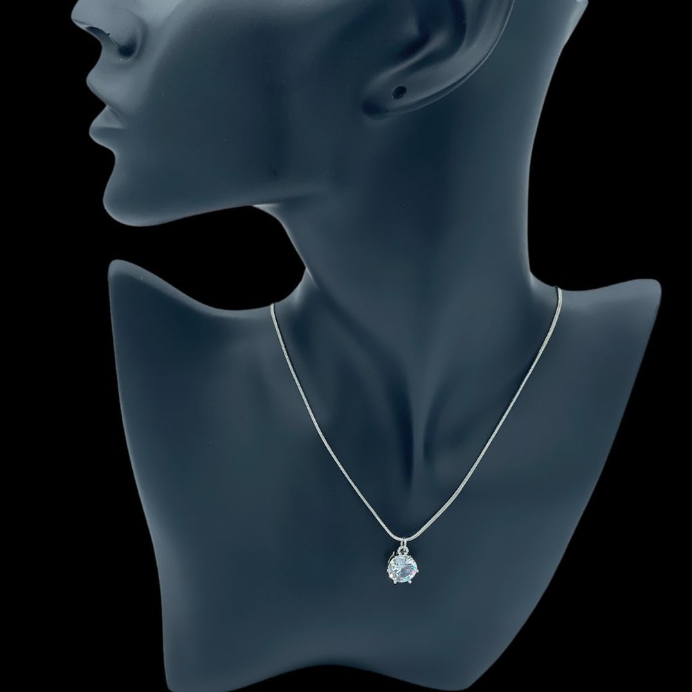 Swarovski Crystal Elements Silver Round Crystal Drop Pendant Necklace